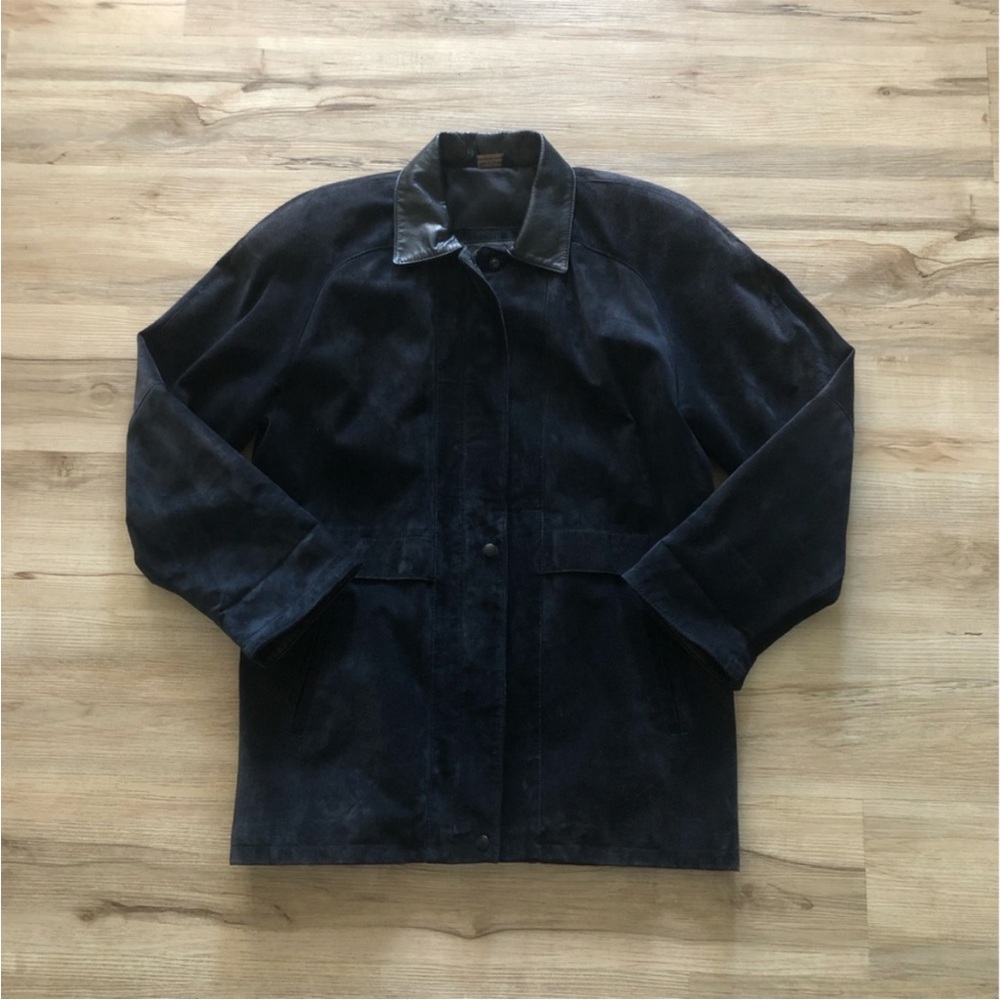 Vintage Suede Leather Navy & Black Jacket